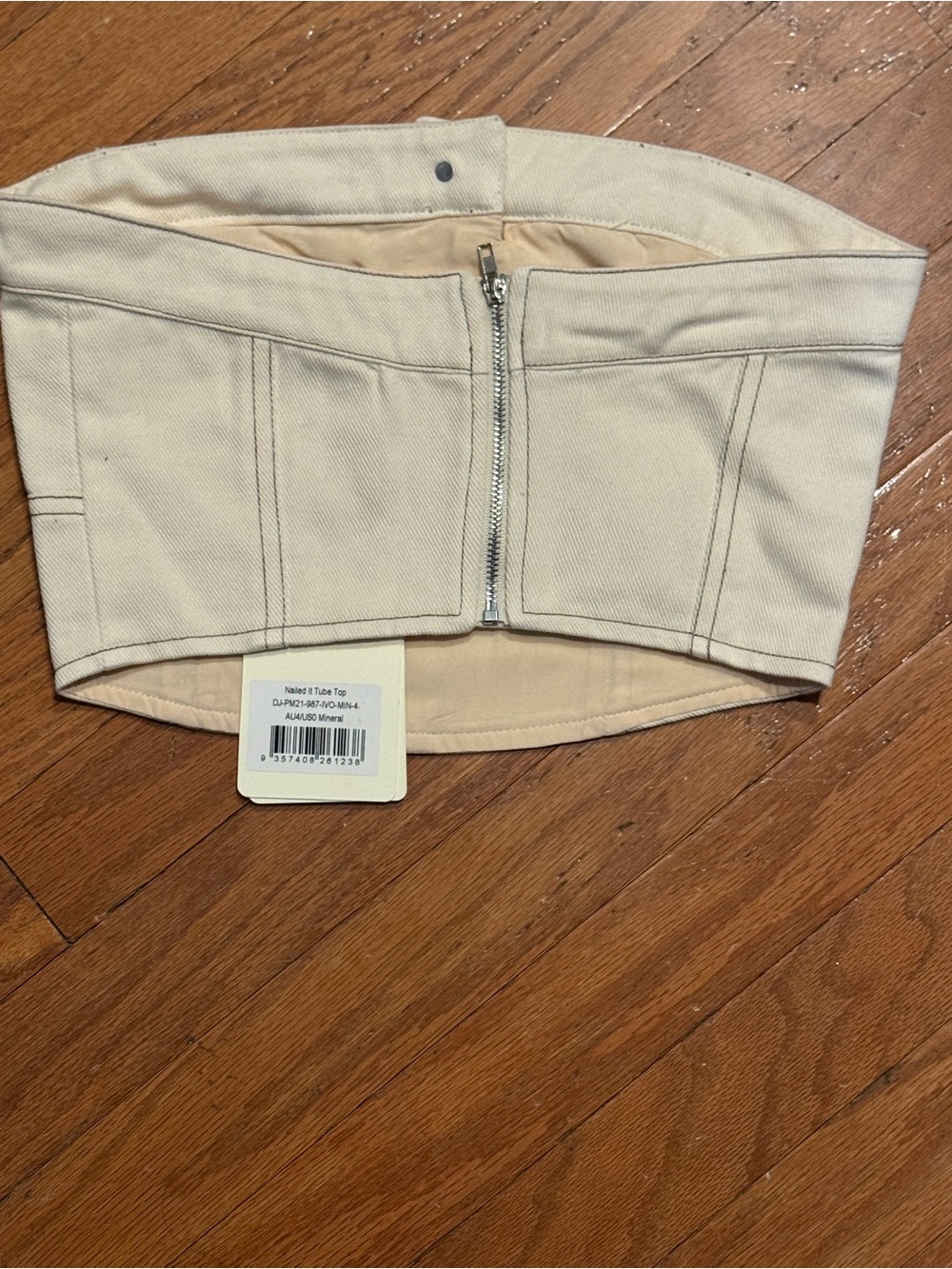 NWT Peppermayo Nailed It Denim Tube Top Mineral Sz. 0 - Picture 5 of 6